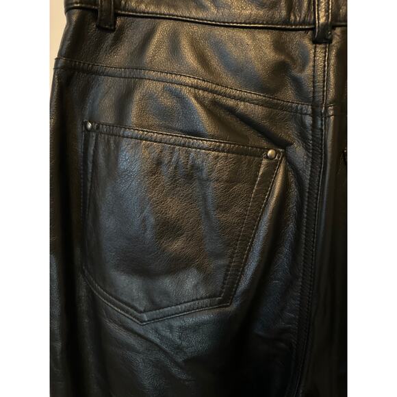 Wilson’s Maxima Black Genuine Leather High Rise Straight Leg Pants Vintage Sz 10 - Picture 8 of 12